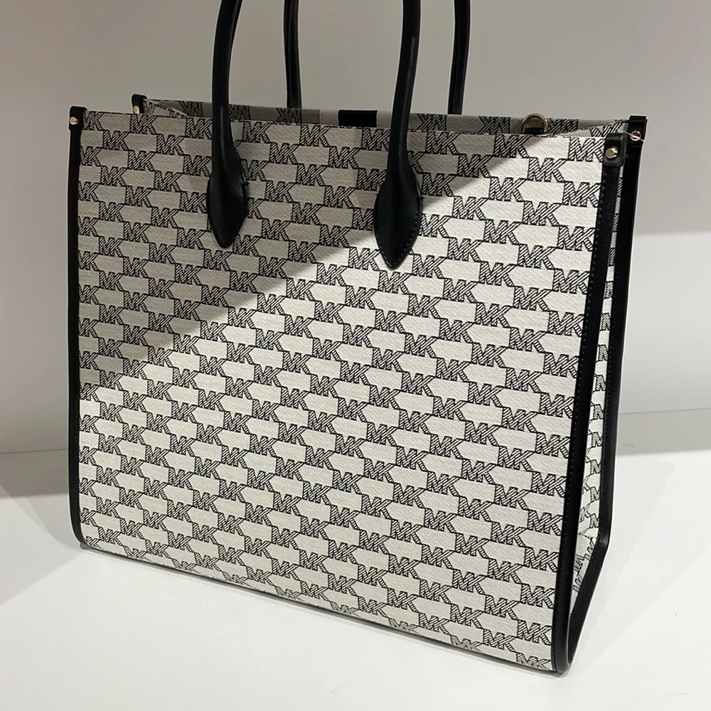 Michael Kors Mirella Large Striped Logo Jacquard Tote Bag